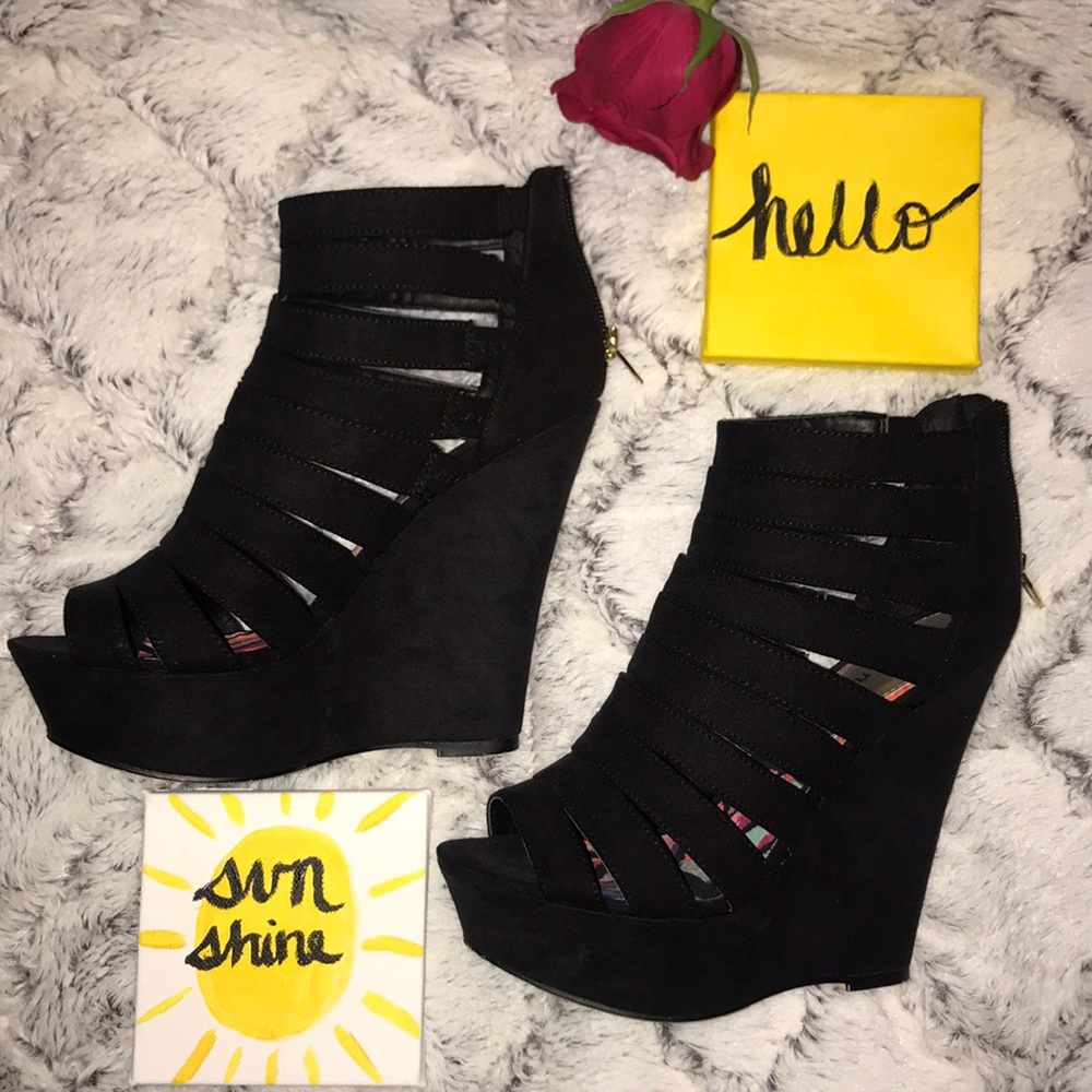 Black Suede 5 1/2 in. Wedges
